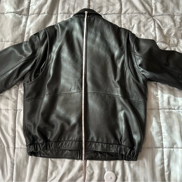 Vintage Colebrook American Classics Leather Bomber Jacket Black Zip Up - Picture 10 of 11